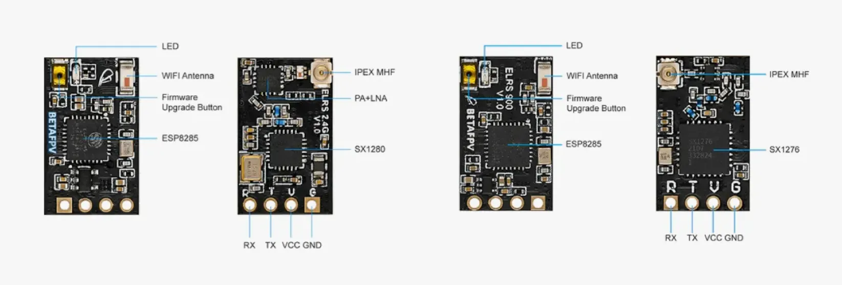 wiring diagram of BETAFPV ELRS Nano Receiver 2.4G