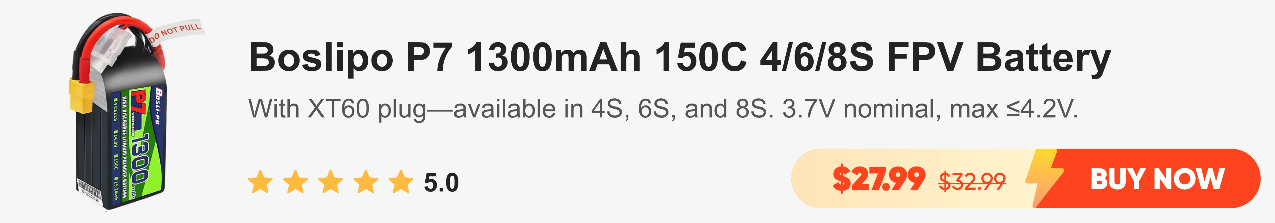 Boslipo P7 1300mAh 150C 4-6-8S FPV Battery