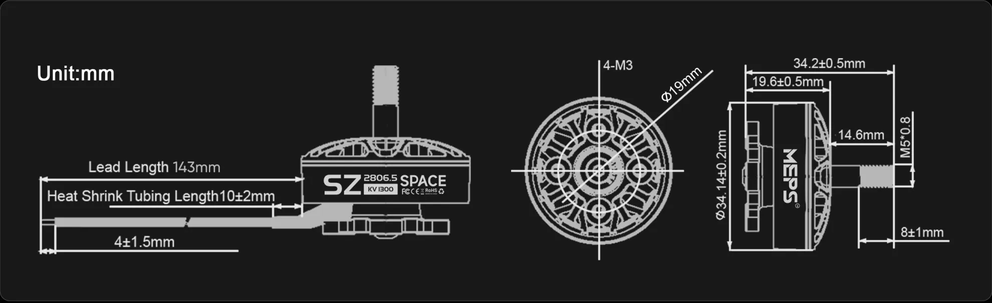 2806.5 FPV Motor DIY size chart