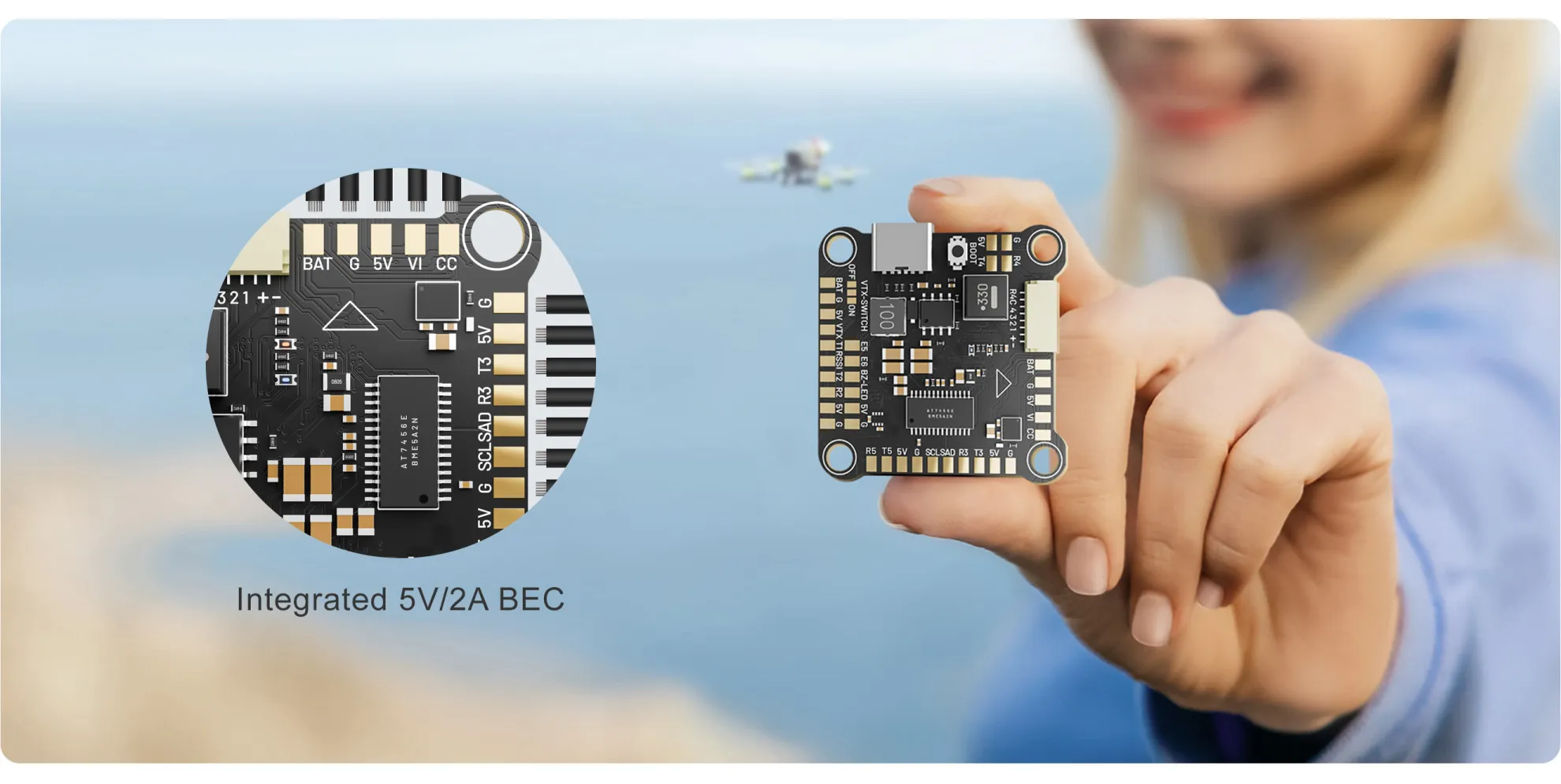 MEPS F7-Flugcontroller mit mäßiger Lötpad-Detailliertheit