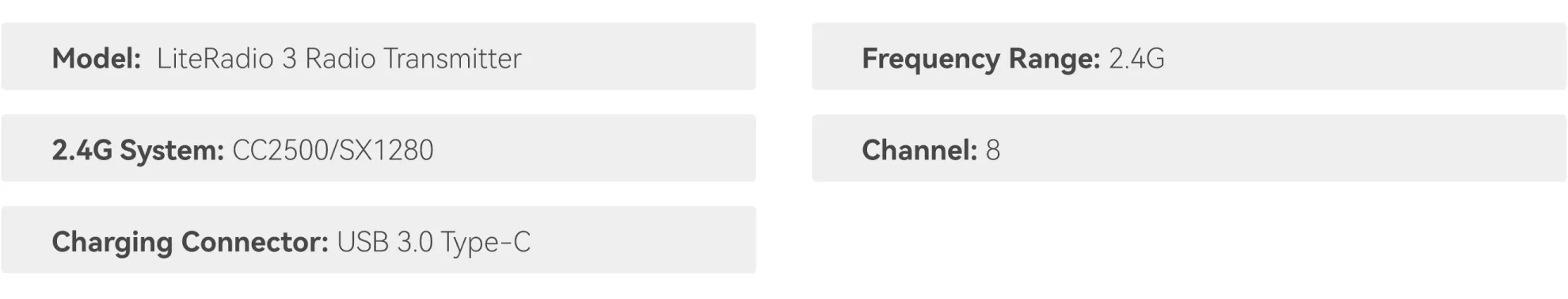 BETAFPV LiteRadio 3 radio transmitter specification