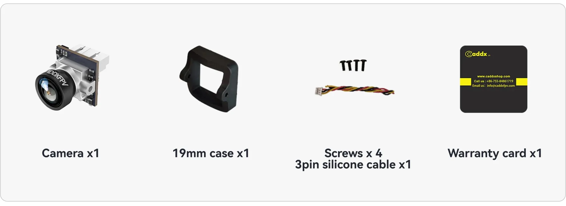 CADDX ANT nano package lists cameras