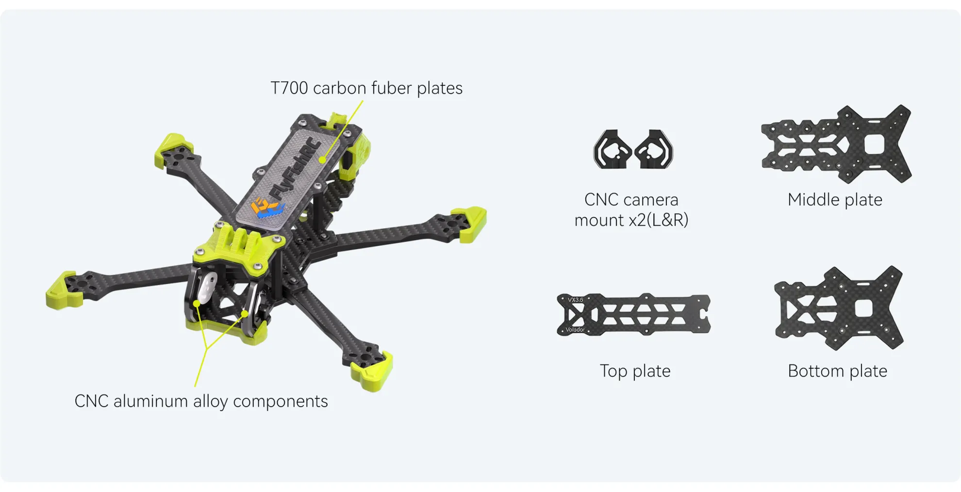 flyfishrc volador vx3.5 3.5inch freestyle yellow frame with high quality material p