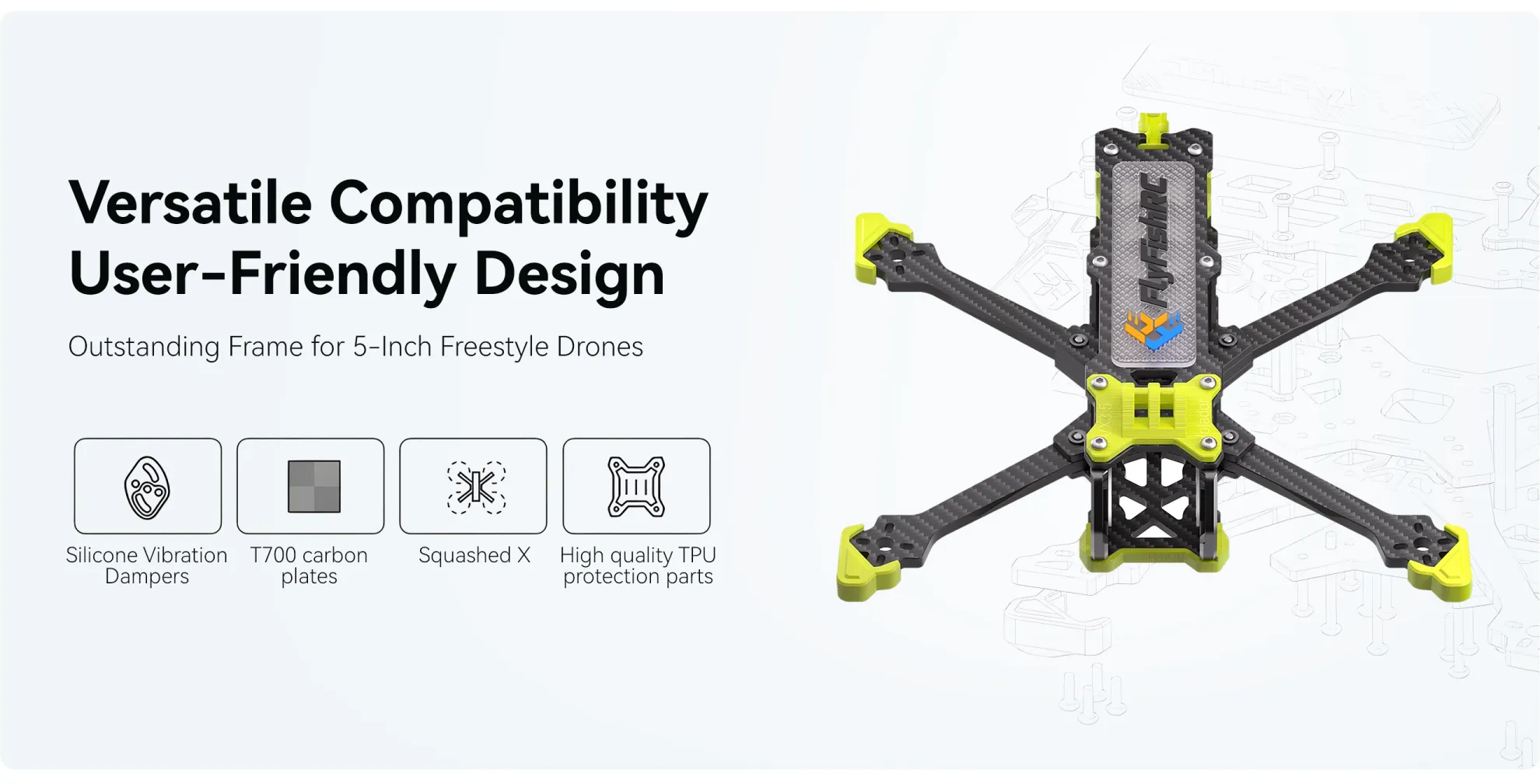 flyfishrc volador vx3.5 3.5inch freestyle yellow frame with versatile compatility p