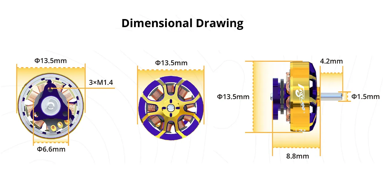 Flywoo ROBO 1003 14800KV Motor Dimensional Drawing