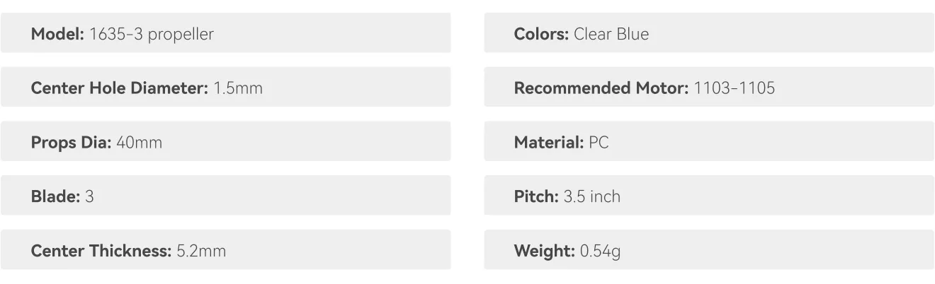 Gemfan 1635 FPV propeller specifications