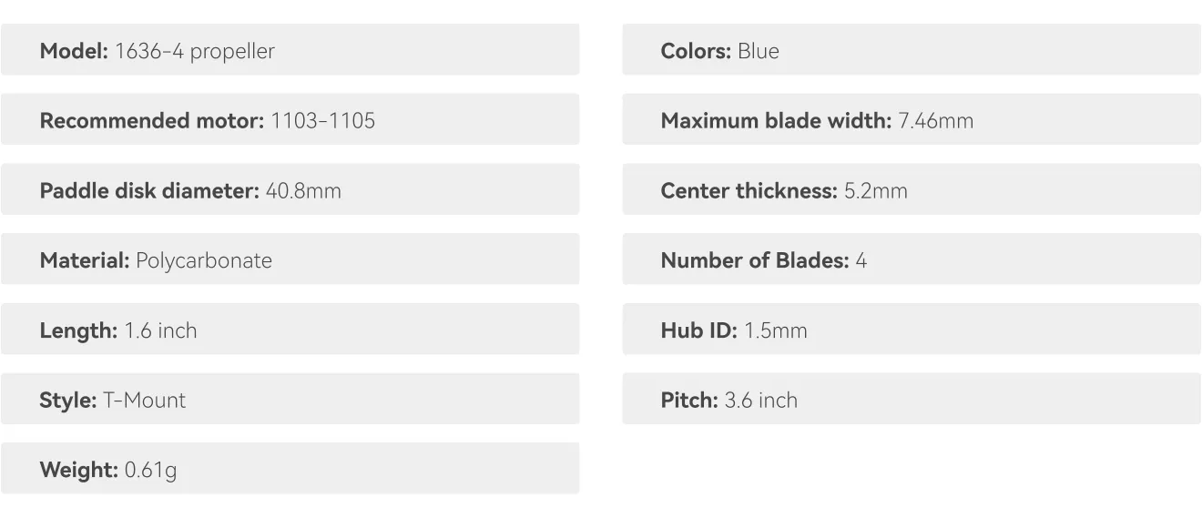 Gemfan 1636 40mm whoop propeller specifications