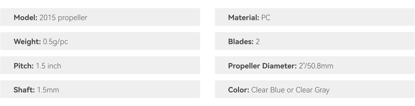 Gemfan 2015 2 blade propellers specifications