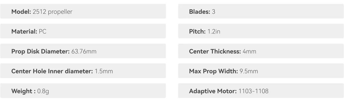 Gemfan 2512 2.5Inch propeller specifications