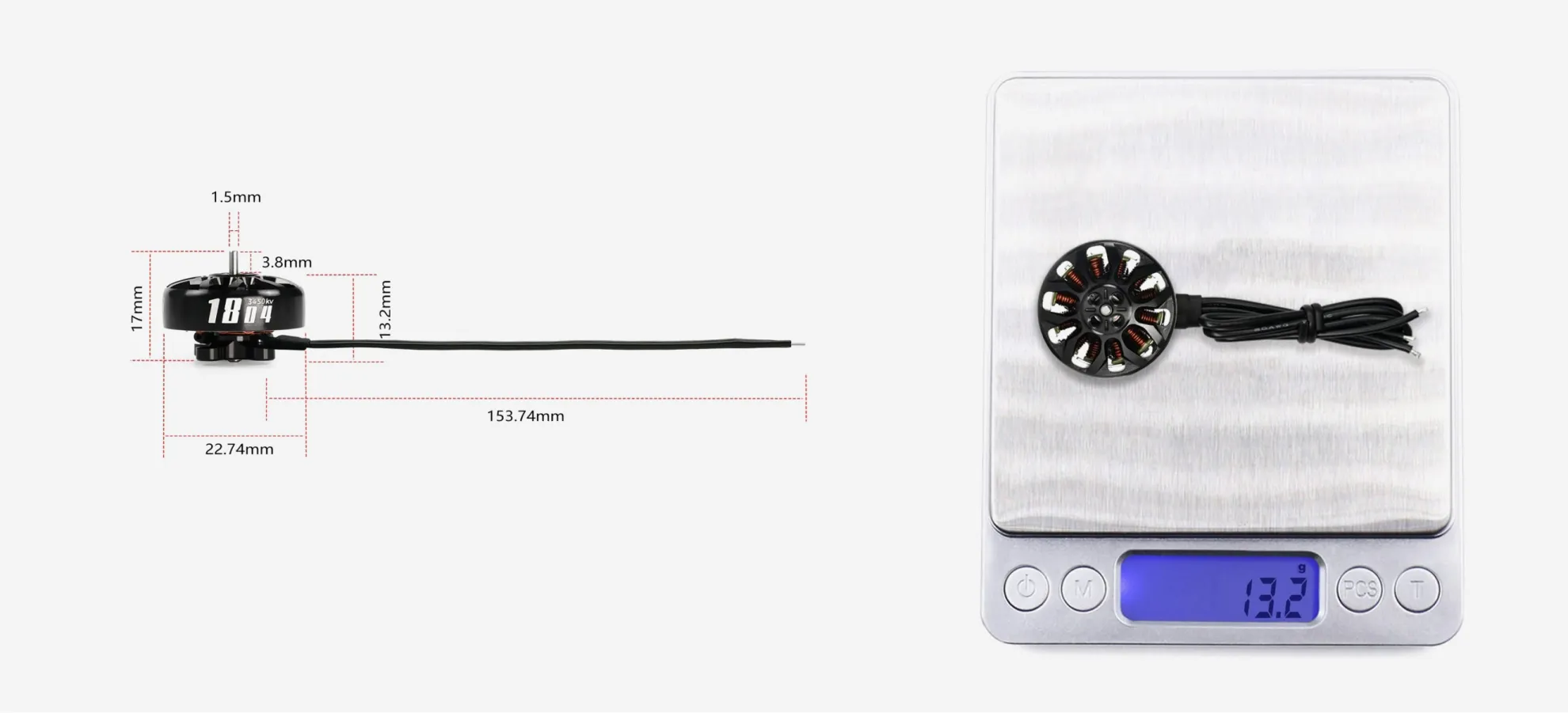 GEPRC Speedx2 1804 2450kv 3450kv Motor Size