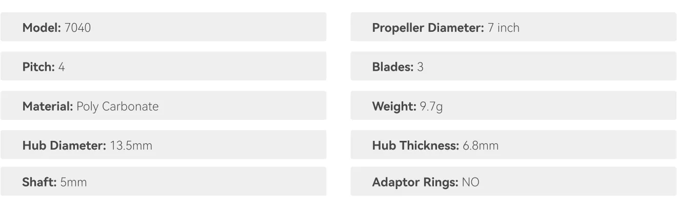 HQProp 7040 propellers specifications