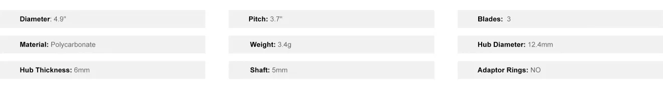HQProp Juicy J37 4,9 x 3,7 x 3 Propeller-Spezifikationen
