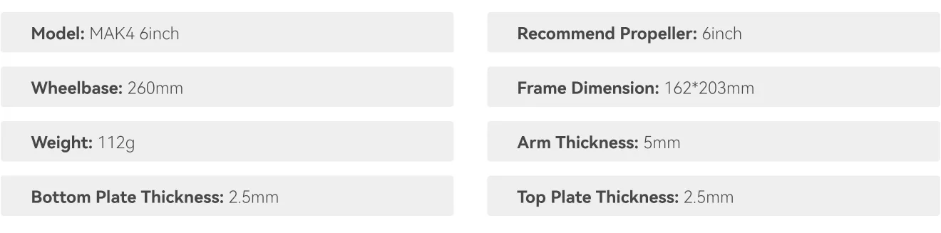 MAK4 freestyle frame 6inch specification