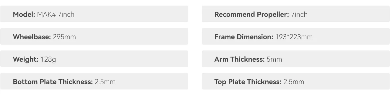 MAK4 freestyle frame 7inch specification