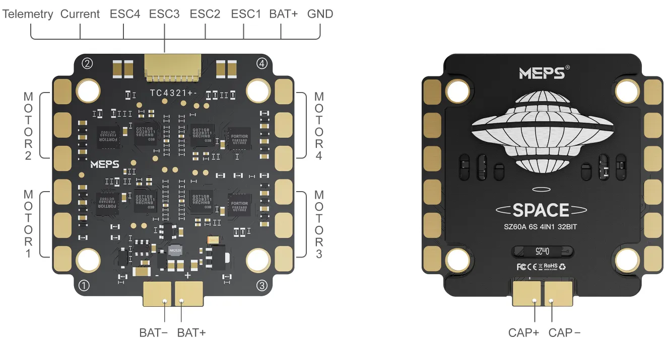 MEPS 60A FPV ESC interface definition figure