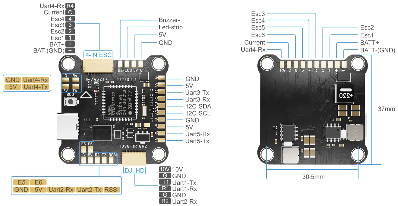 MEPS F7 HD flight controller interface definition figure