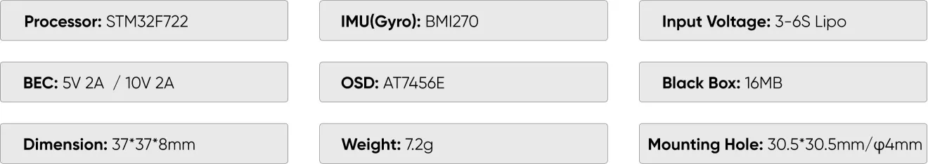 MEPS F7 HD flight controller specifications