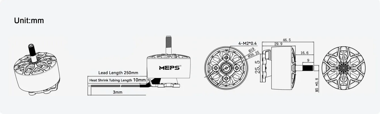 MEPS NEON 3115 drone motor size chart