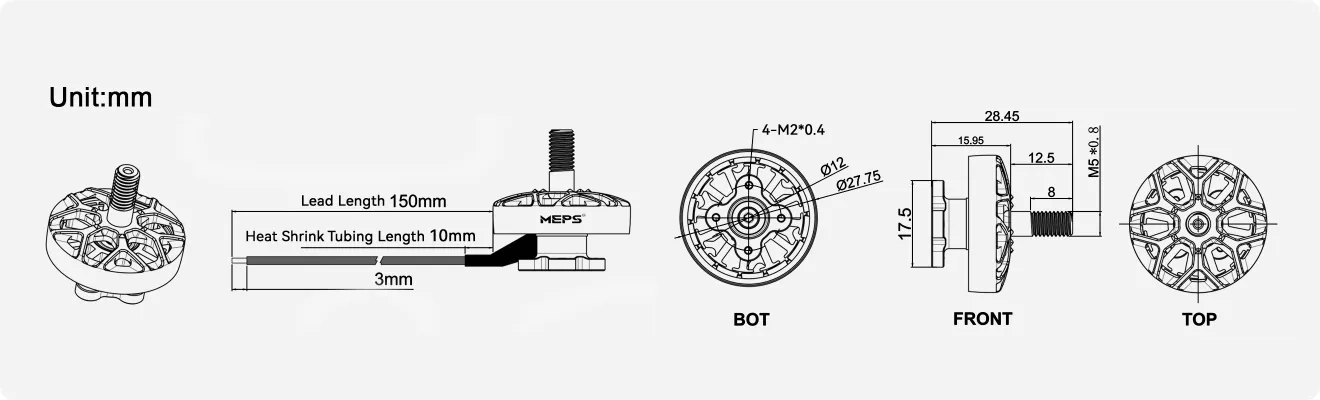 NEON 2203.5 drone motor size chart