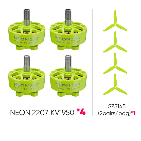 4pcs NEON 2207 FPV Motors & 2pairs SZ5145 Propellers Bundle Sale