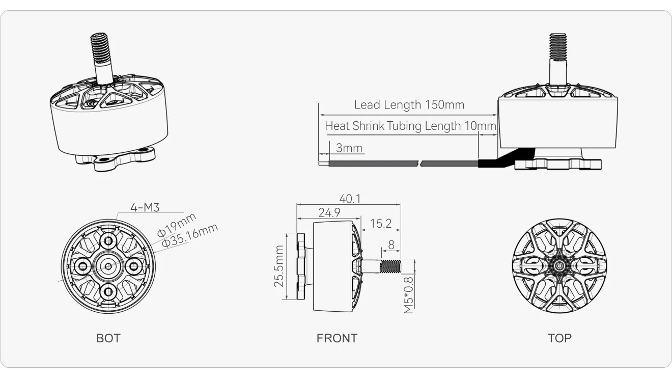 MEPS NEON 2812 motor size chart