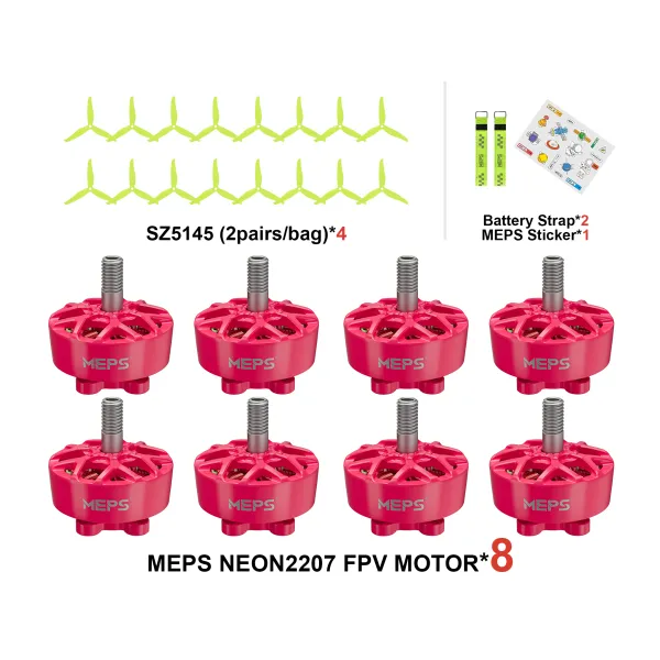 8pcs NEON2207 FPV Motors & 8pairs SZ5145 Propellers Bundle for Freestyle