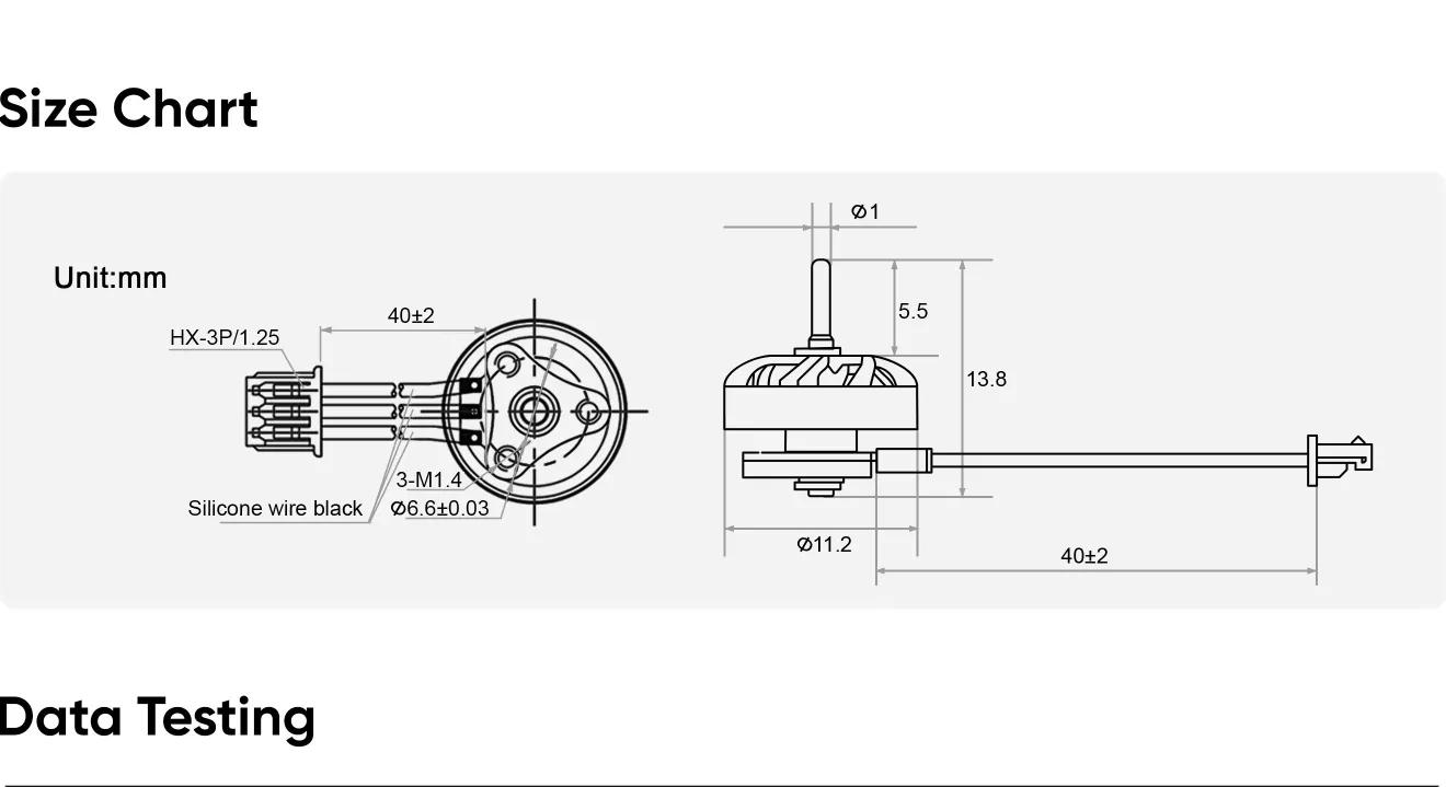 0802 drone motor size chart