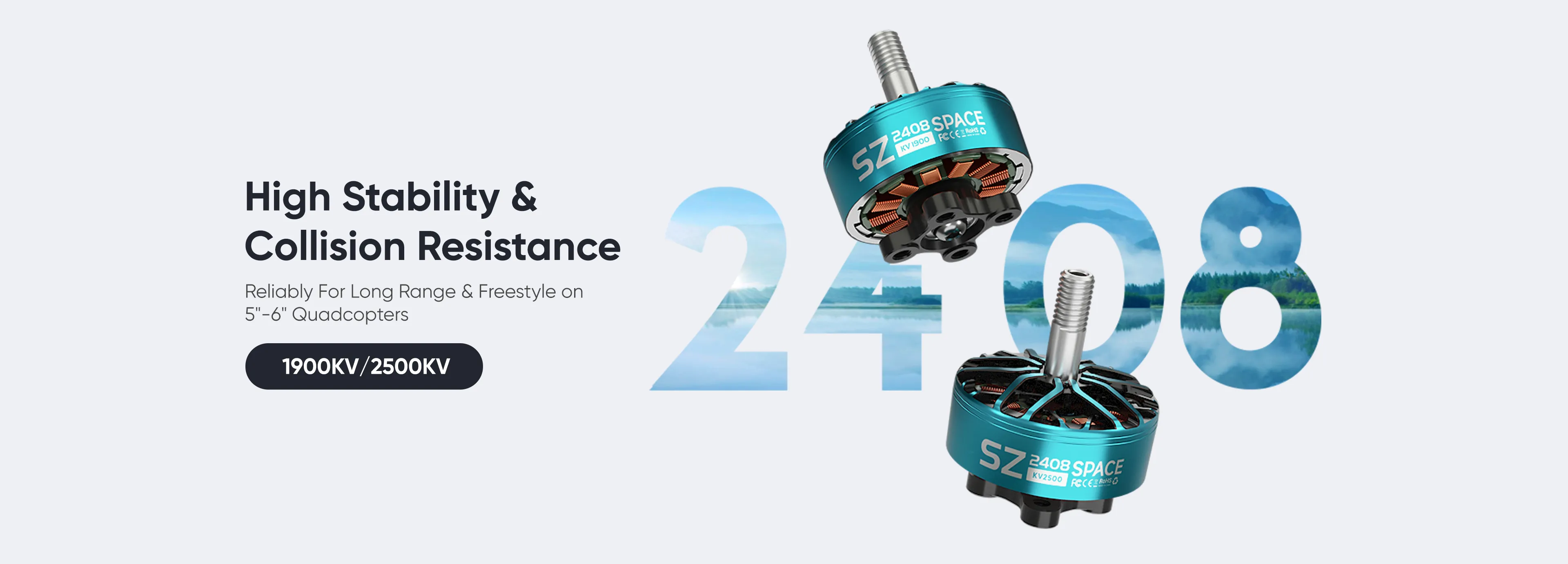 2408 brushless motor features high stability