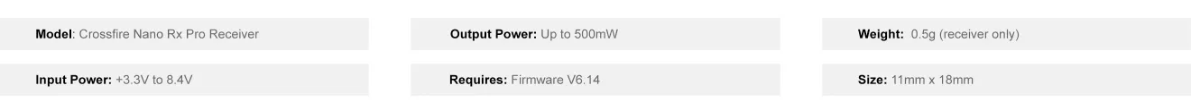 tbs-crossfire-nano-rx-pro-receiver-specifications