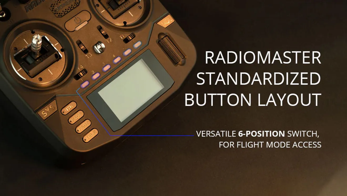 RadioMaster boxer radio transmitter with standardized button layout