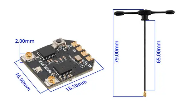 radiomaster rp4td m expresslrs 2.4ghz mini true diversity receiver size