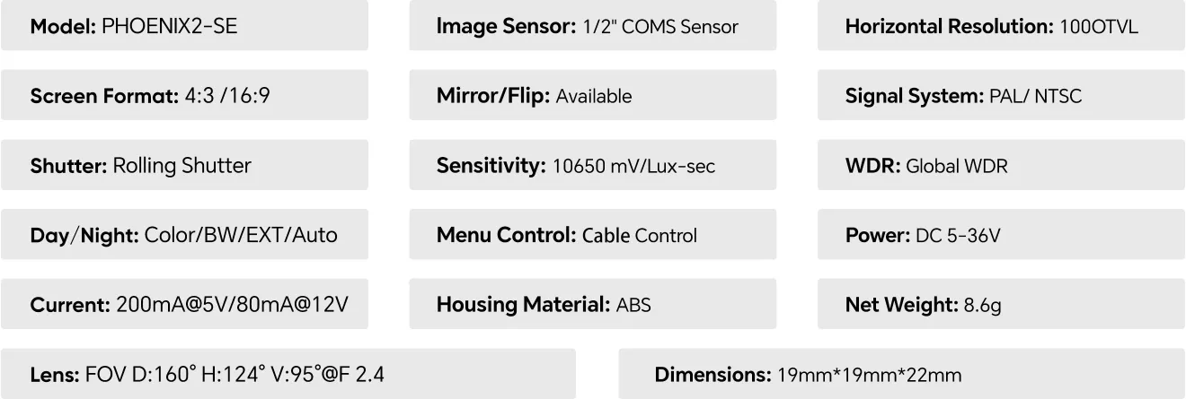 runcam phoenix 2 se fpv camera parameter