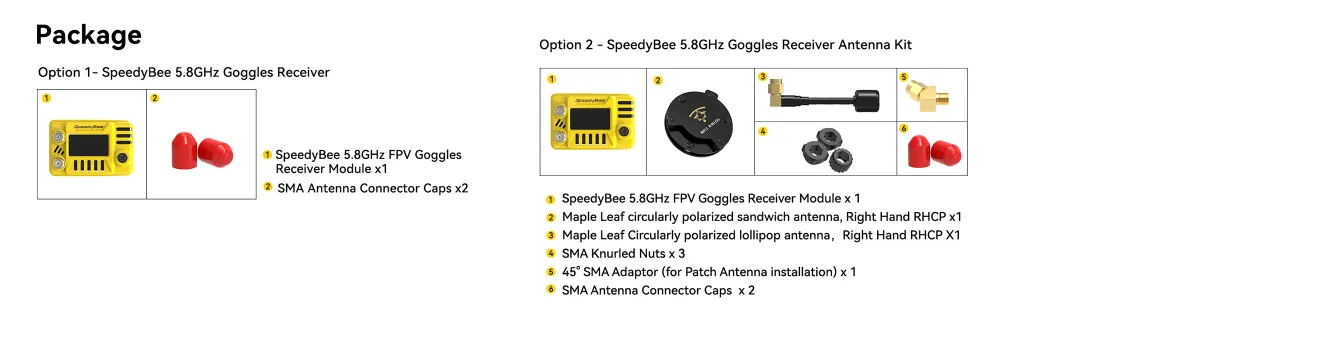 speedybee 5.8ghz goggles receiver package