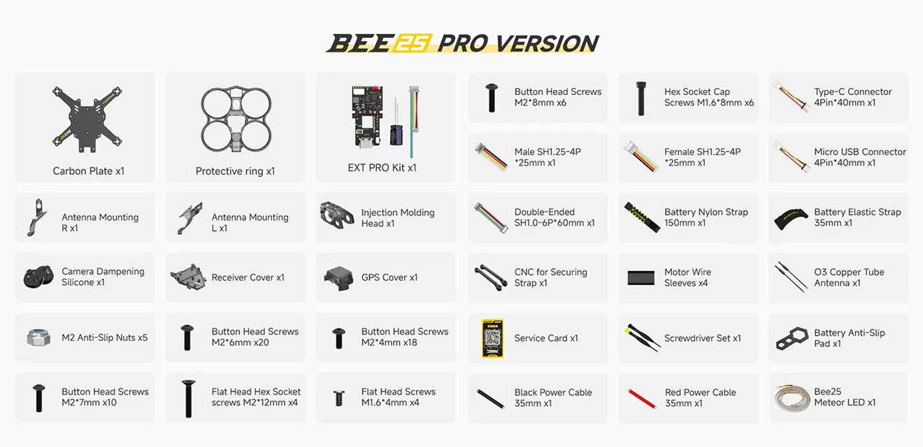 speedybee bee25 wireless tuning frame bee25pro packing list