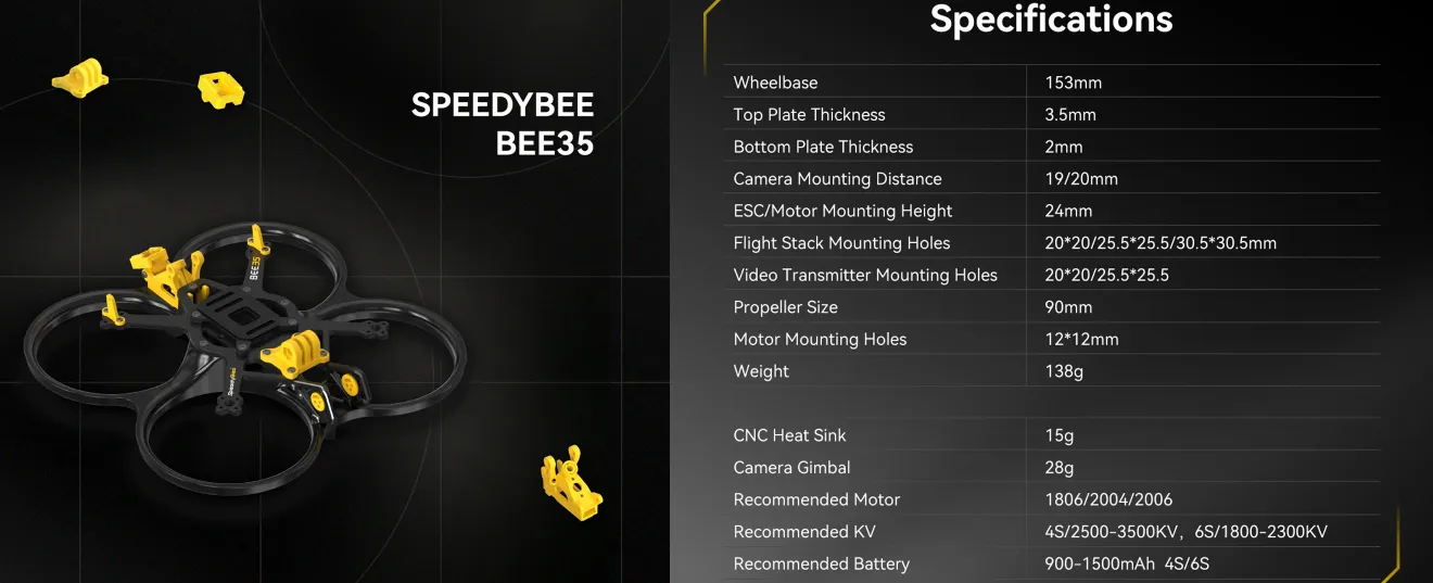 SpeedyBee Bee35 frame with more features