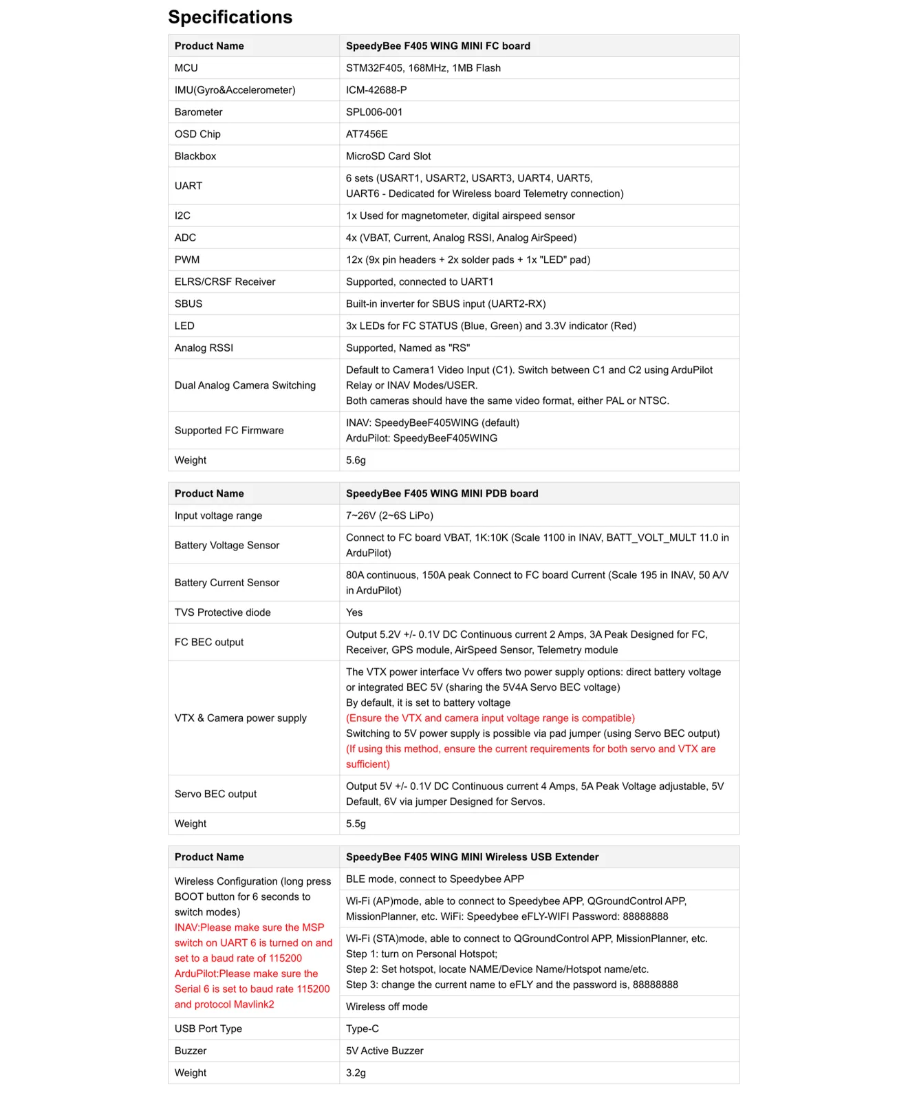 speedybee f405 flight controller specification