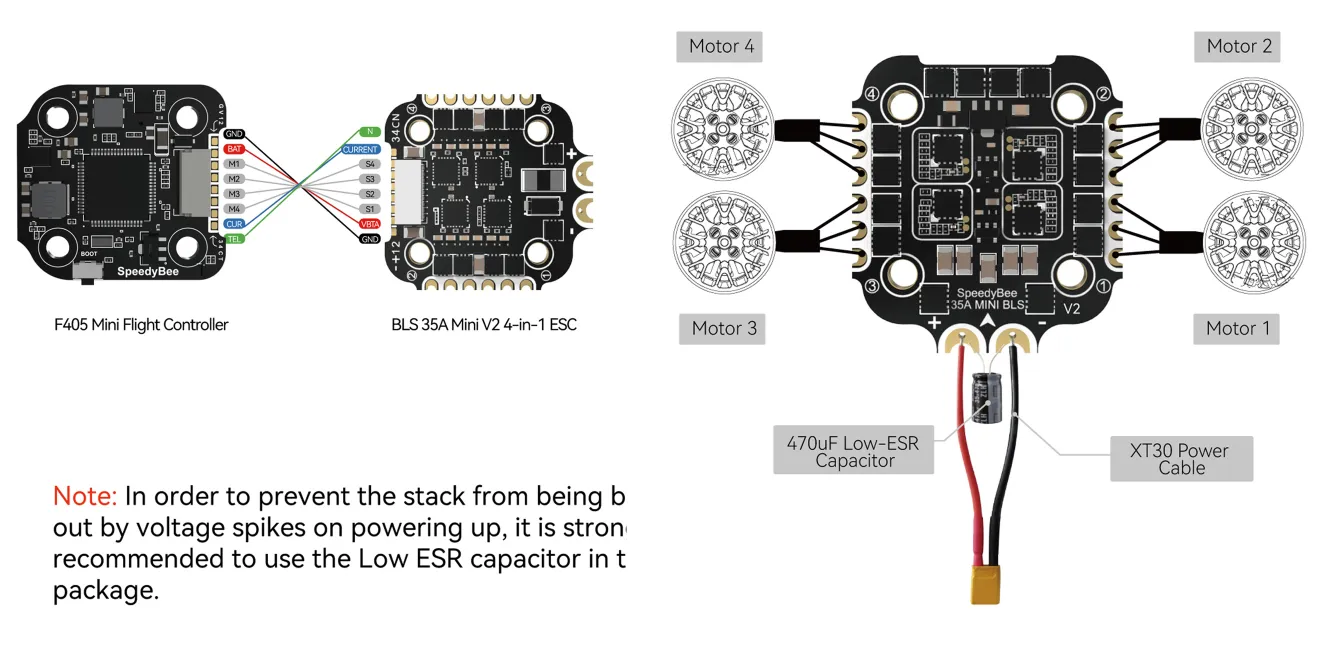 SpeedyBee F405 Mini 35A stack connect with DJI