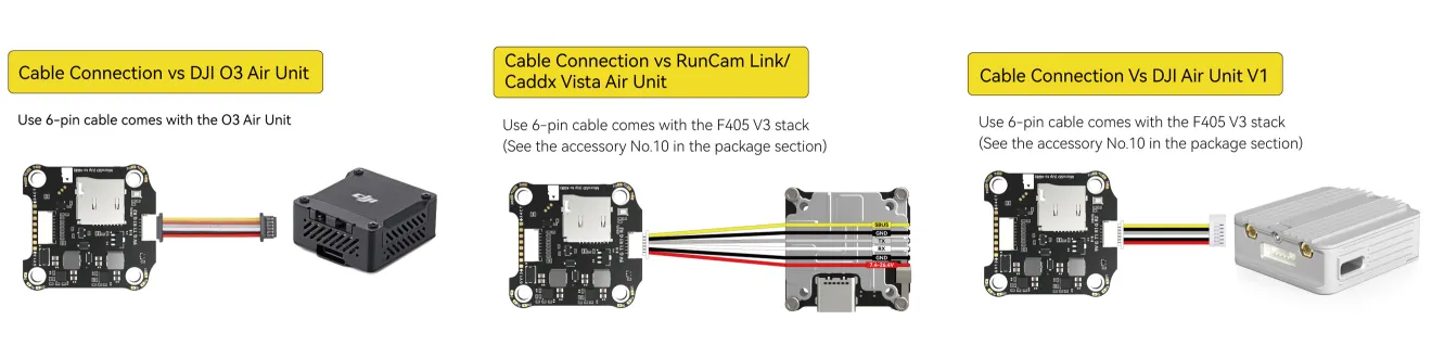 SpeedyBee F405 stack connections