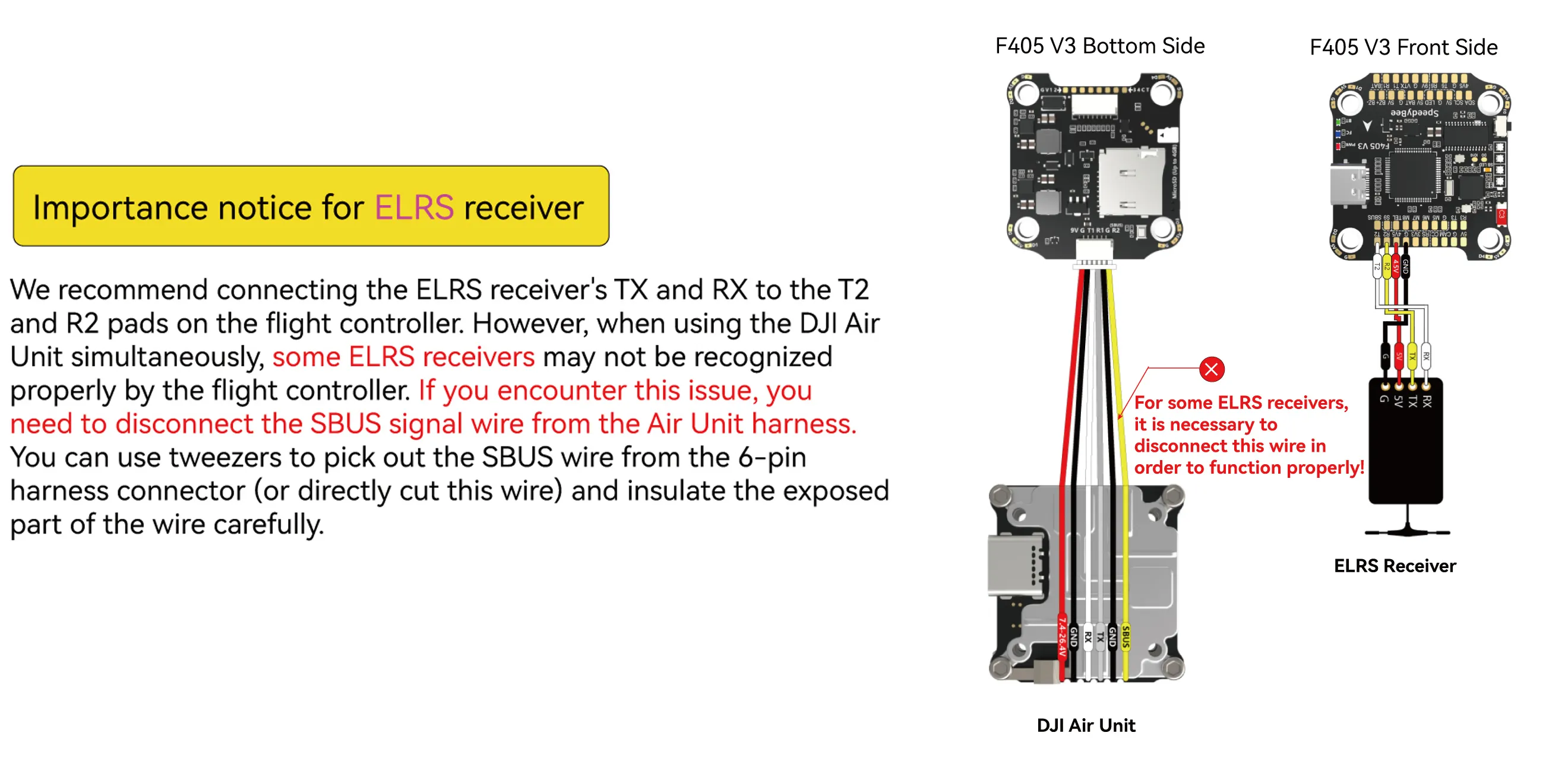 SpeedyBee F405 stack ELRS receiver