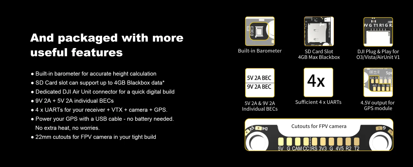 SpeedyBee F405 stack with useful features