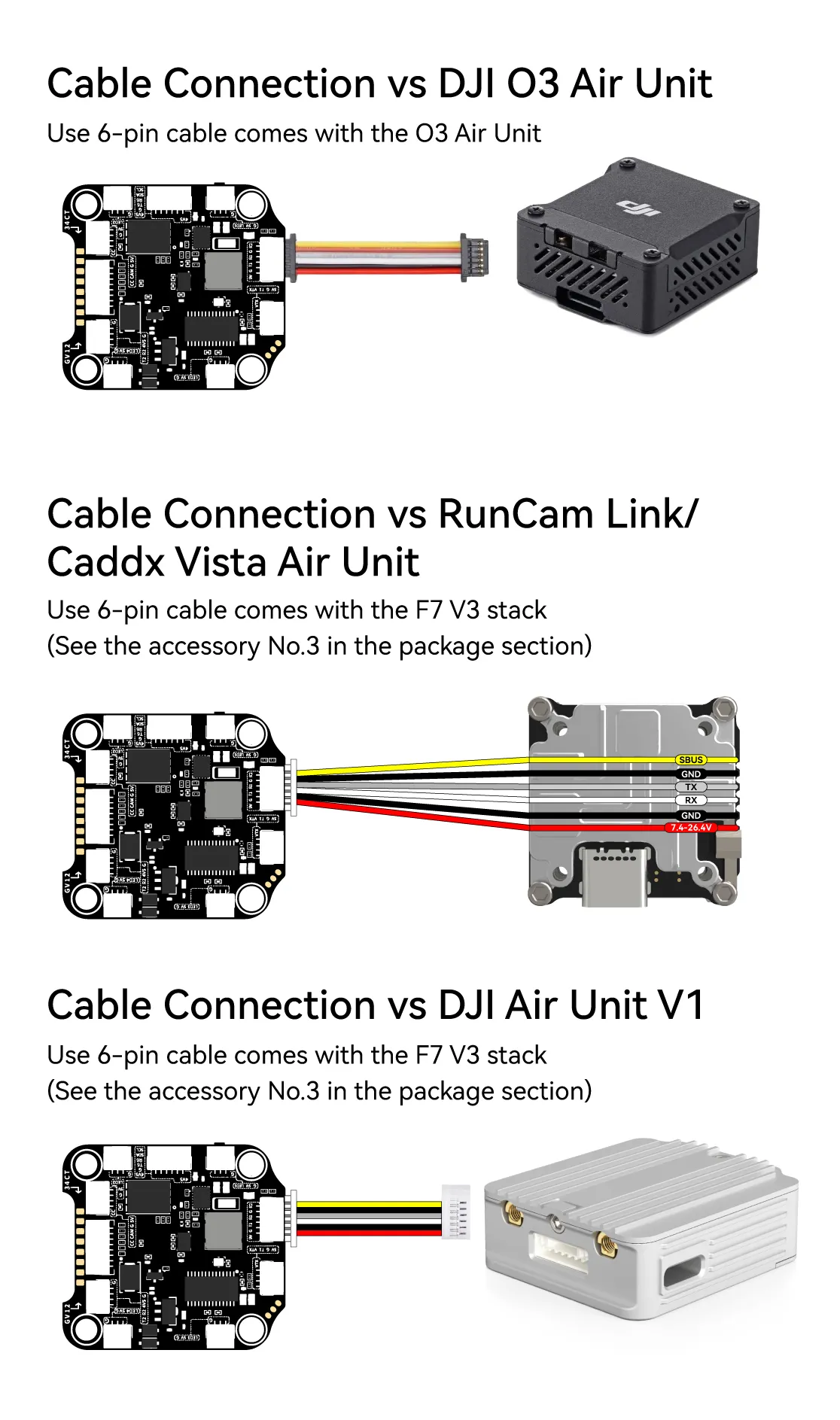 speedybee f7 v3 bl32 50a 4 in 1 esc cable connection vs dji o3 air unit