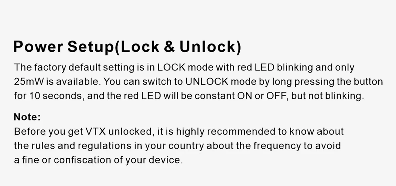 speedybee tx800 5.8ghz vtx power setup