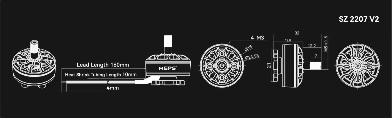 sz 2207 v2 drone motor size chart