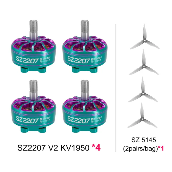 SZ2207 V2 1950KV Motor Propellers Cyan