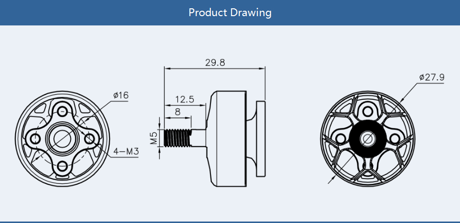 T-Motor bms raptor 2306.5 v2 motor product drawing