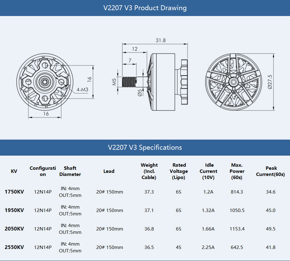 T-motor pacer v3 p2207 powerful freestyle motor of draw