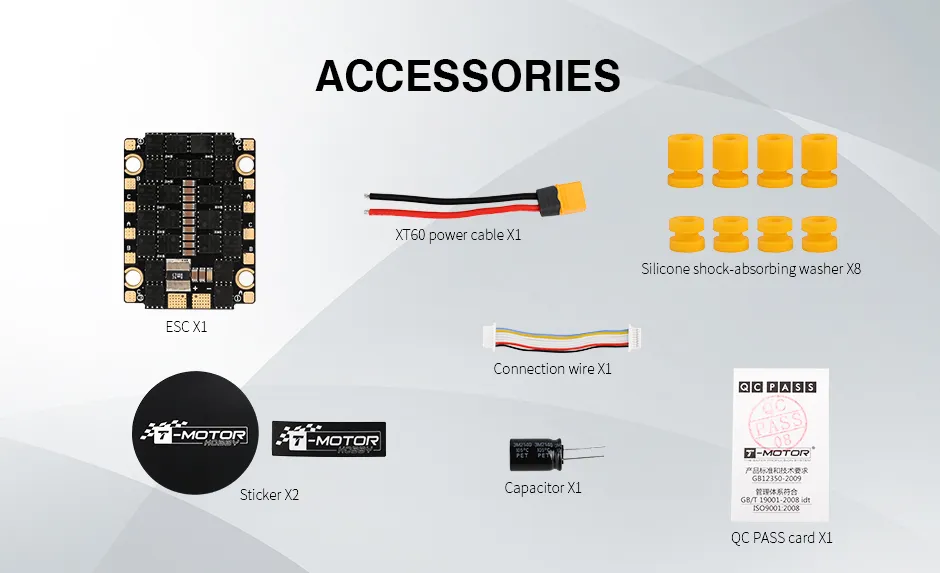 Accessories included in the T-Motor v45a 4in1 esc