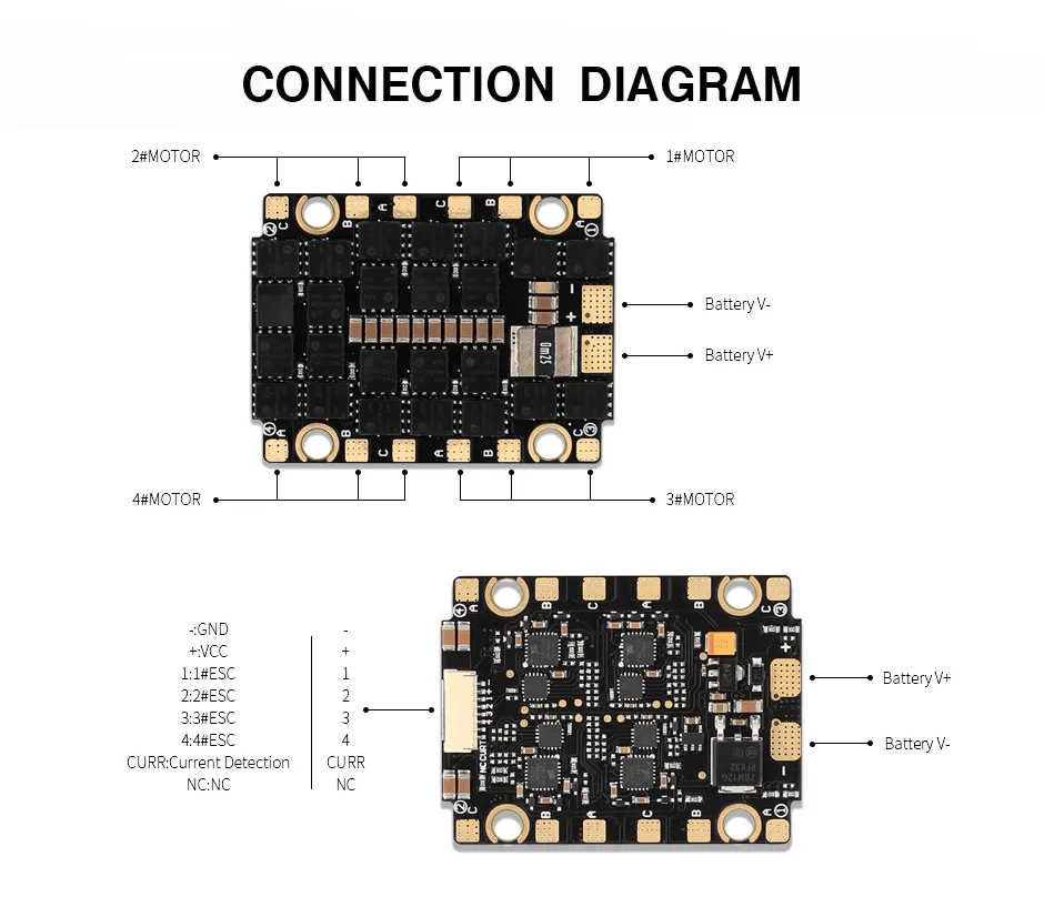 Connection diagram for T-Motor v45a 4in1 esc