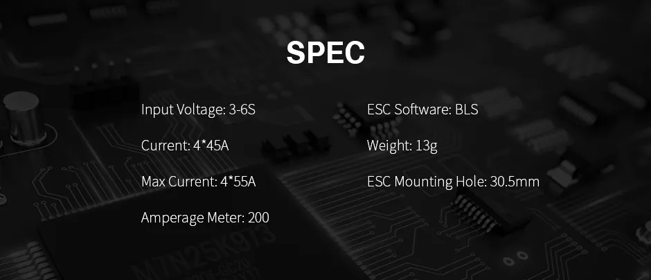 Spec for T-Motor v45a 4in1 esc