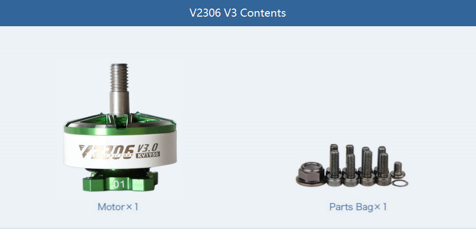T-Motor Velox V2306 V3 Motor For Freestyle and Racing of contents